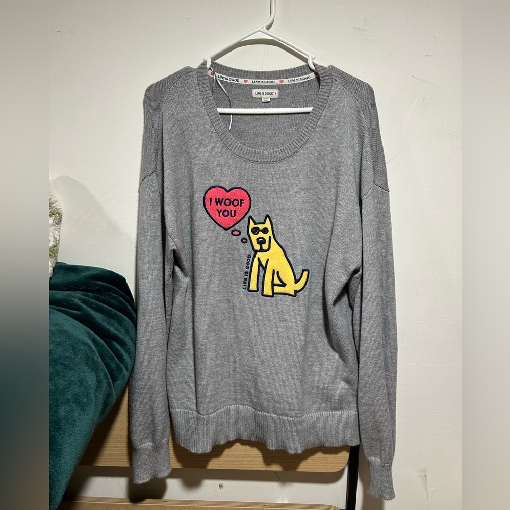 Valentine’s Life is Good Dog Sweater Sz L